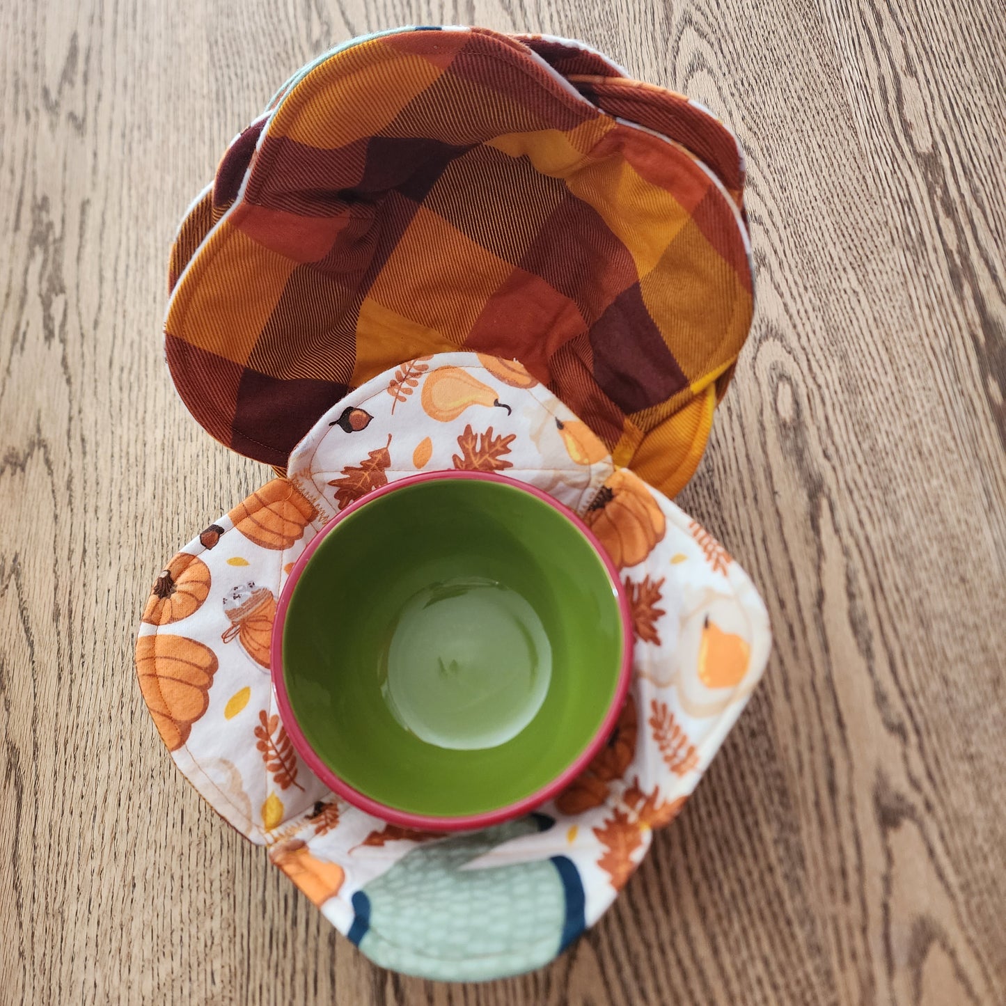 Fall Plaid Bowl Cozy | Handmade Microwave Bowl Sleeve | Reusable Autumn Kitchen Gift