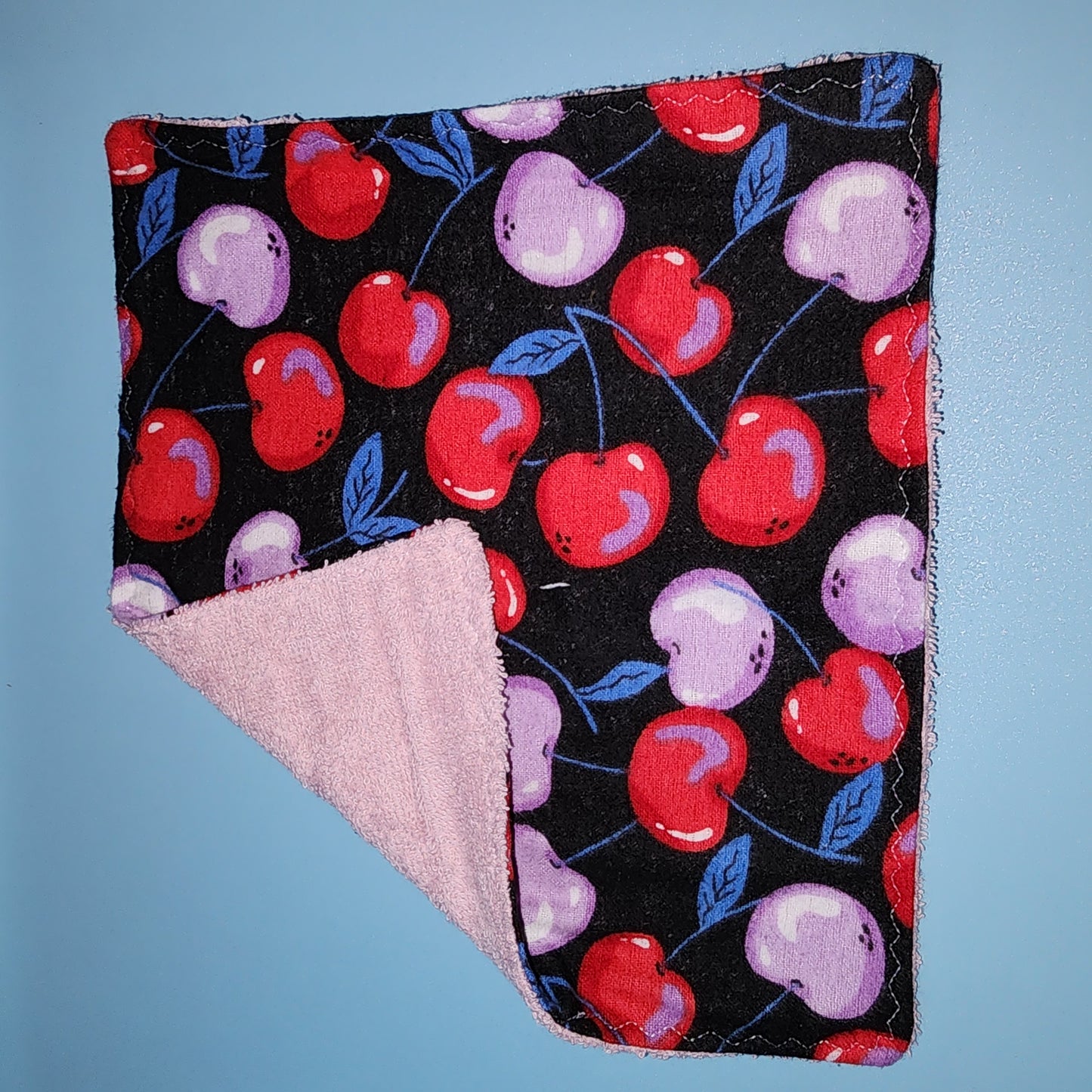 Cherry Print – Reusable un-paper towels/ cloths: make-up remover: cleaning cloths