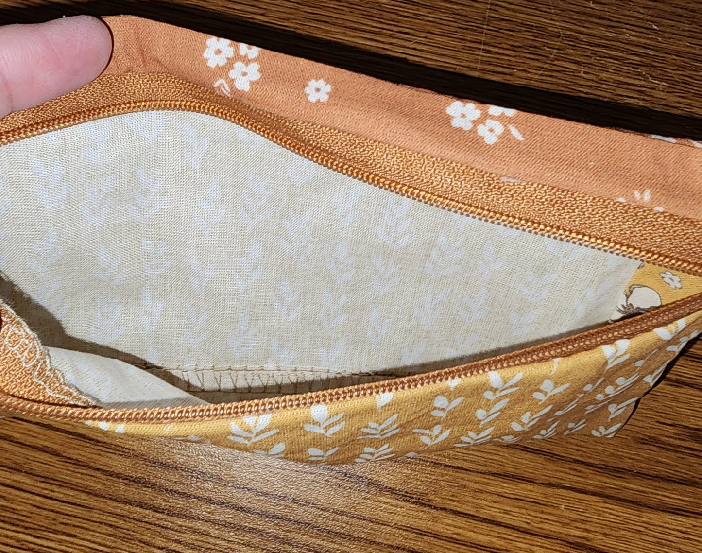Medium Coin Purse: versatile coin pouch: browns with flowers and leaves