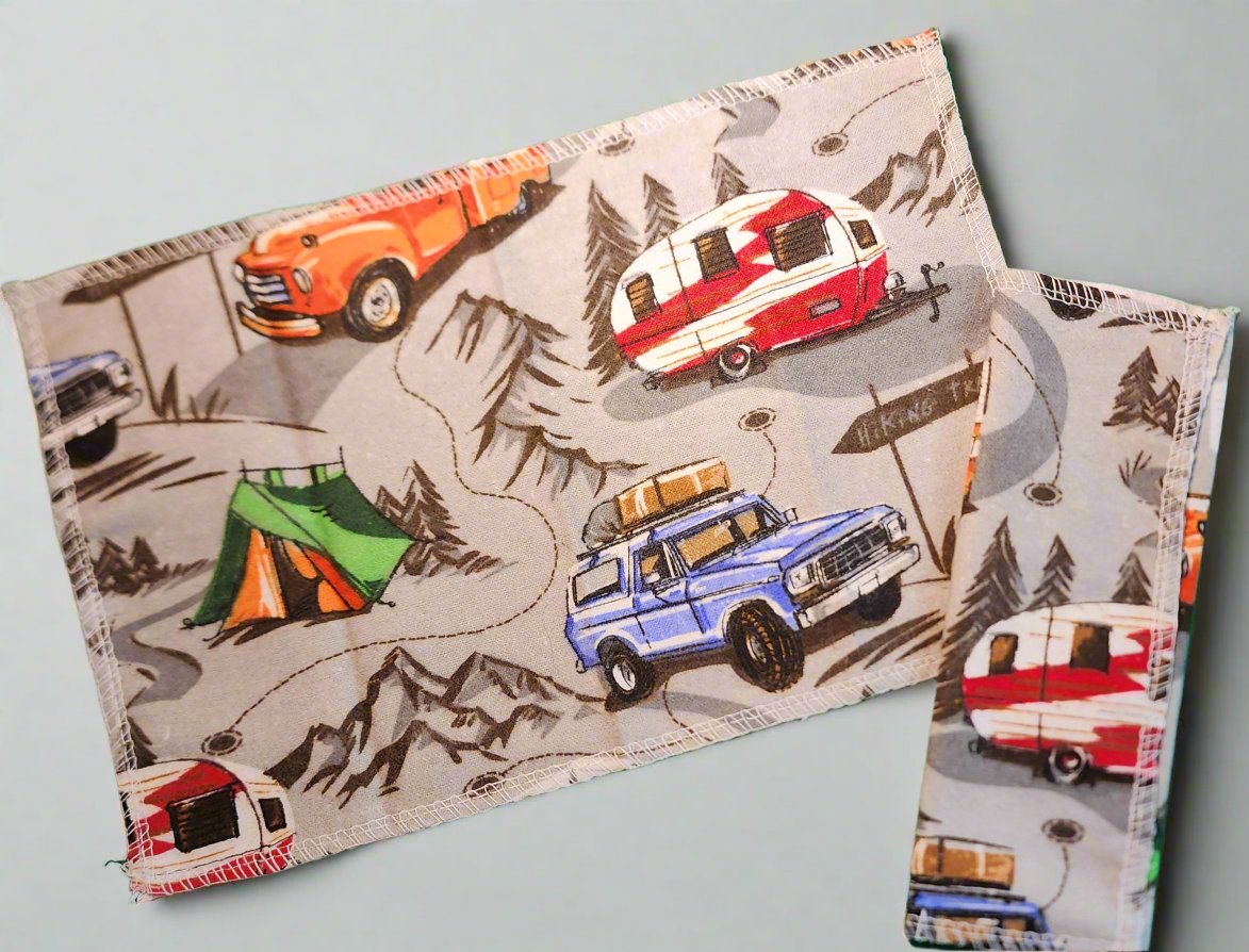 single layer un-paper towels with a camping scene