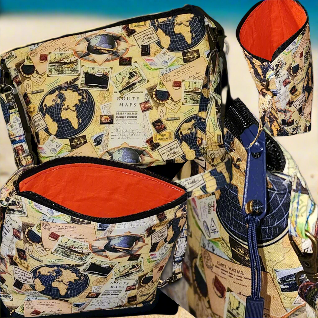 several sizes to choose from: Travel Themed Purse With Cross Body Strap: great for everyday use or for traveling around the world