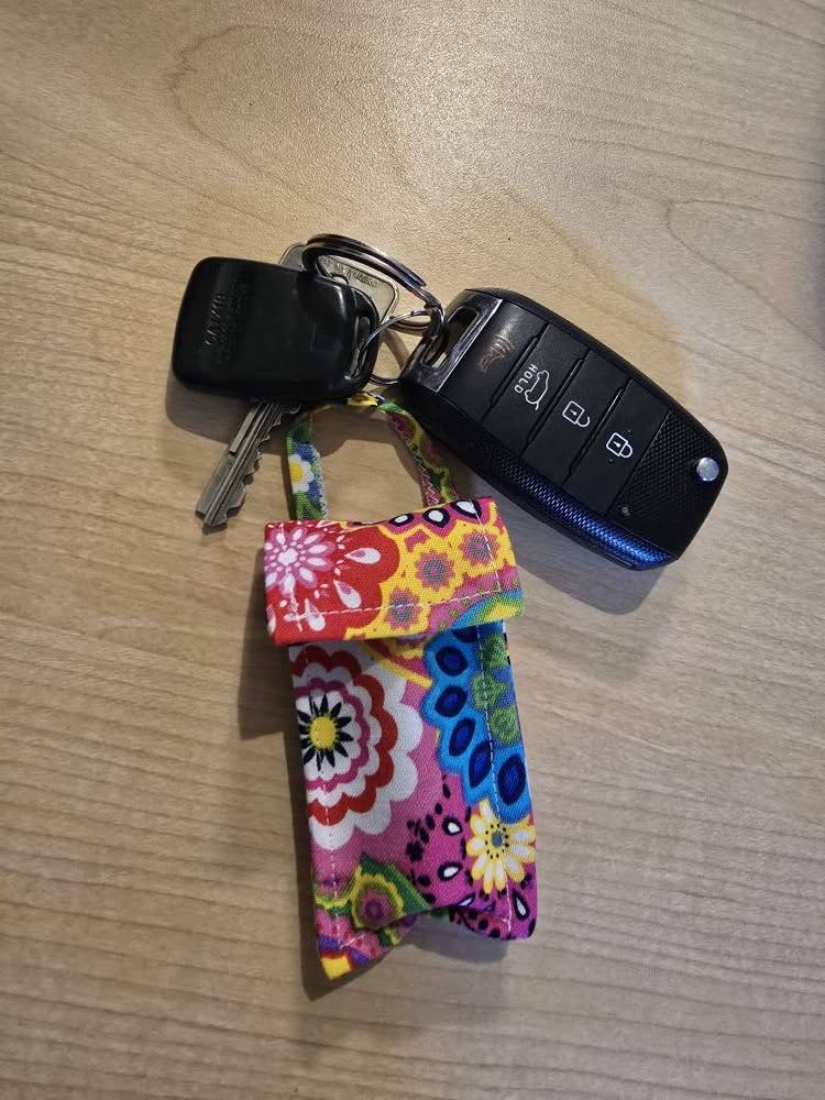 Retro Flower Keychain Set with Earbud Case, Lip Balm Holder & Wristlet β Cute Matching Accessories, Buy Individually or as a Set"