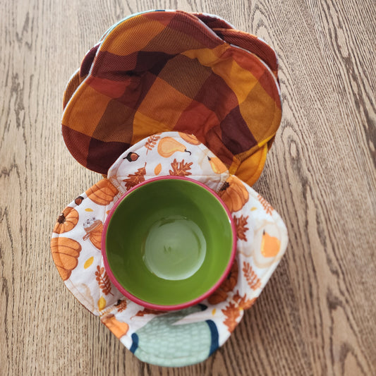 Fall Plaid Bowl Cozy | Handmade Microwave Bowl Sleeve | Reusable Autumn Kitchen Gift