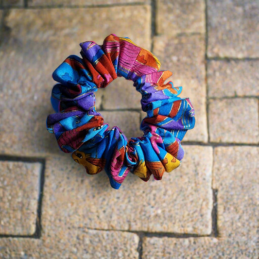 Scrunchies' colorful scrunchie with horses: blue pink, yellow, red best for medium to thick hair