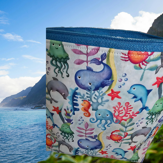 Ocean themed pouch: coin/money holder: travel bag: key chain: baby ocean creature clutch