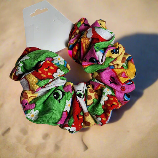 cute fun veggie/fruit faces, multi-colored best for medium to thick hair styles